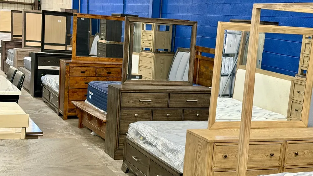 Bedroom furniture showroom at BoxDrop Baltimore